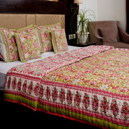 Floral Harmony Jaipuri Quilt
